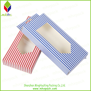 PVC Window Striped Packing Gift Cardboard Box with Handle 